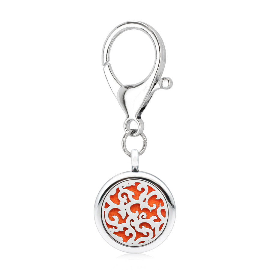 Wholesale 25MM Alloy Dog Paw Tree of Life Hollow Aromatherapy Essential Oil Keychain